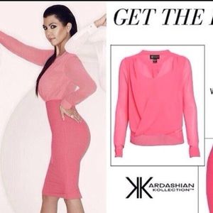 Like New Kardashian Kollection Sheer Wrap Blouse